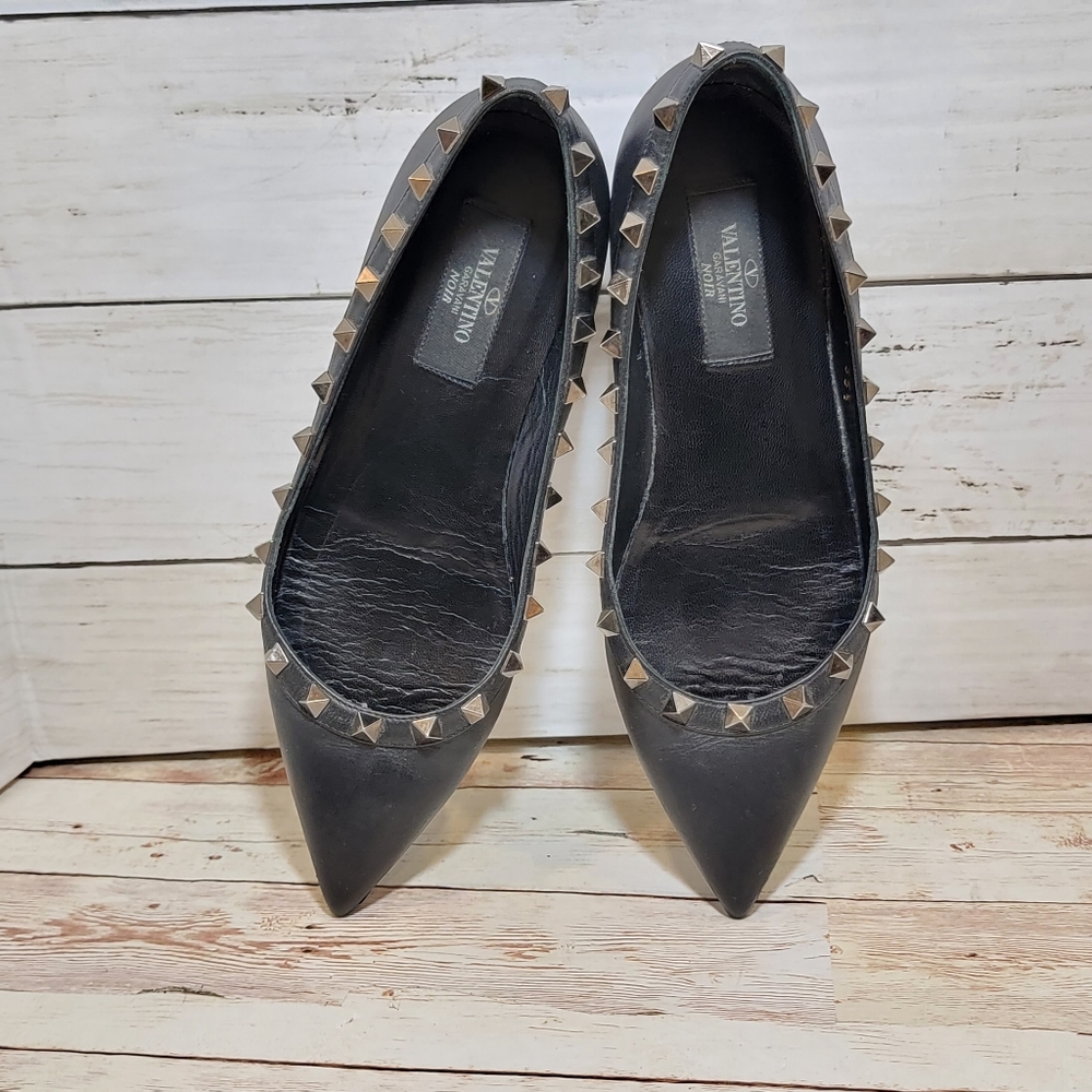 Valentino Nior black leather rockstud flats - Picture 13 of 14